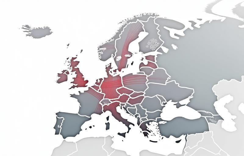 Illustrated map of European rail network connections